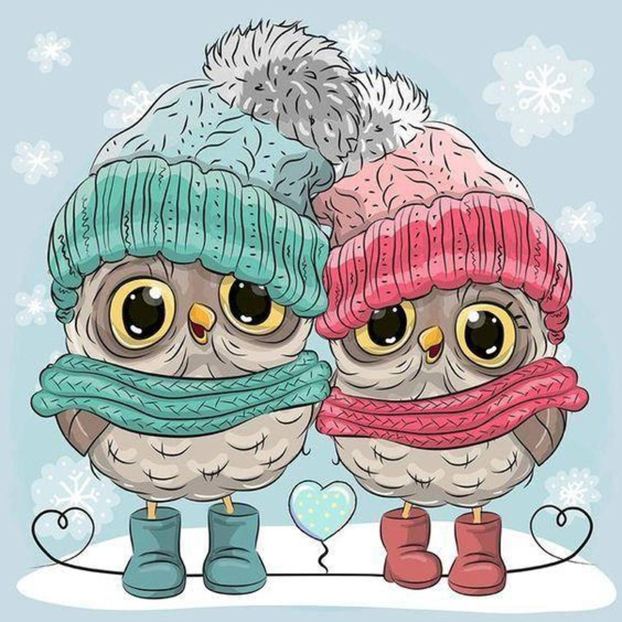 Wizardi Winter Owlets Diamond Painting Kit